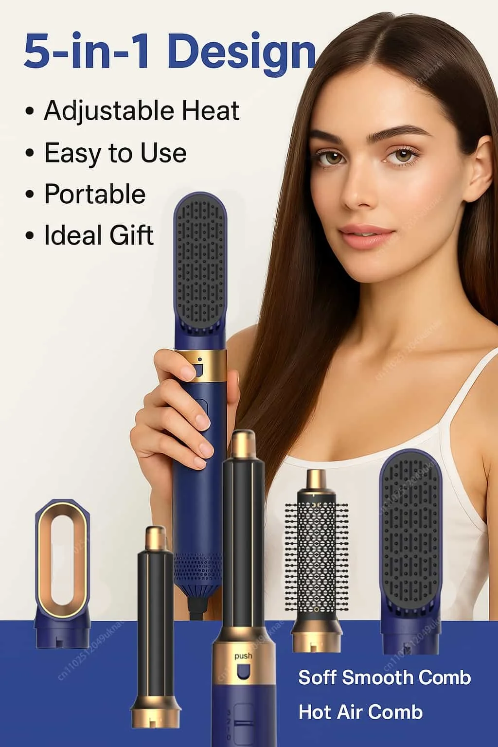 5 In 1 Hair Dryer Brush And Styler Kit Professional Hot Air Comb Curling Iron Hair Straightener For Volumizing And Styling - Image 32