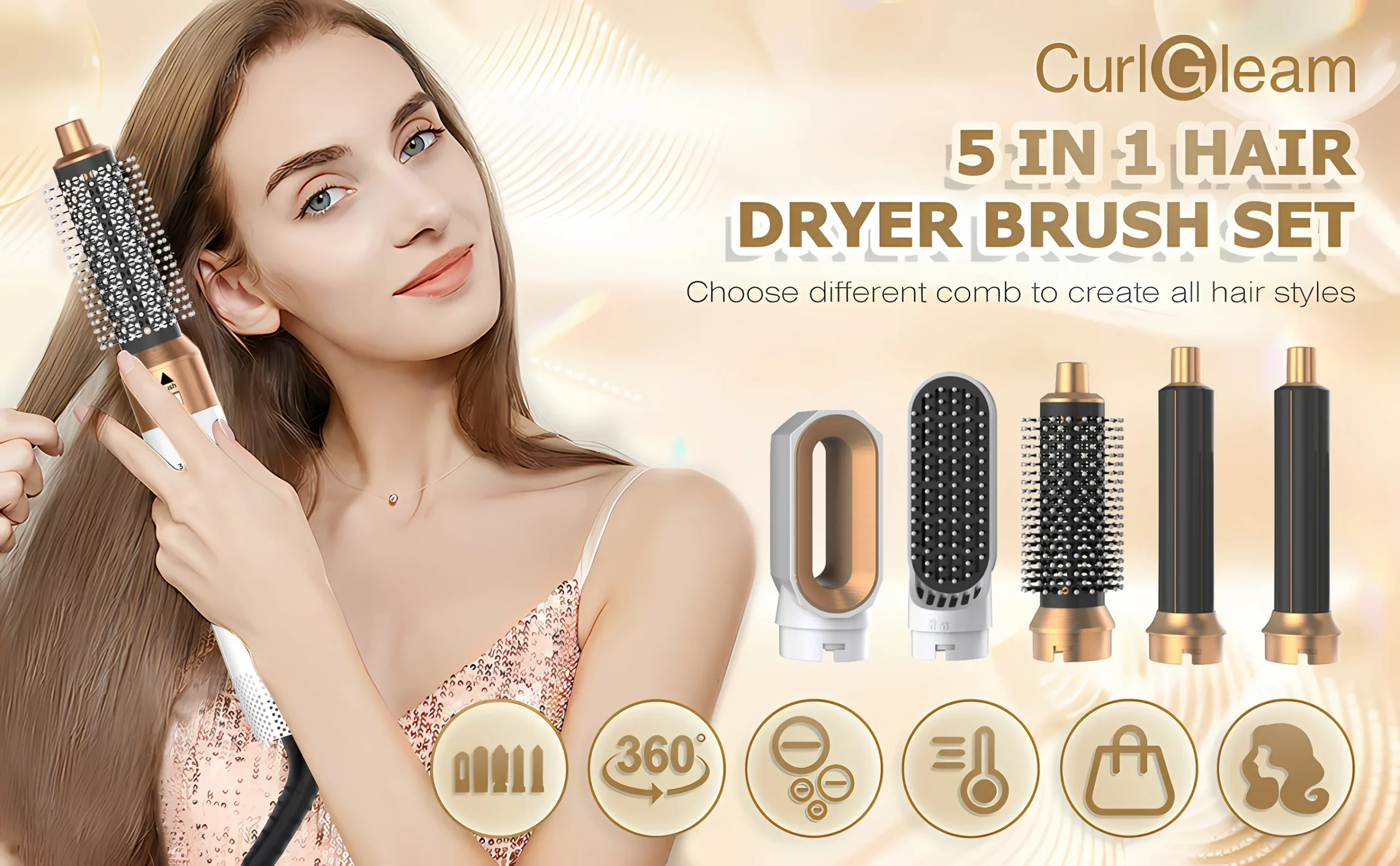 5 In 1 Electric Hair Brush Hair Dryer For Dyson Airwrap Automatic Curler Hair Straightener Hot Air Comb Hairdressing Appliance - Image 10