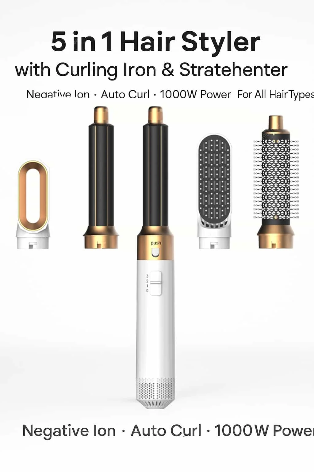 5 In 1 Hair Dryer Brush And Styler Kit Professional Hot Air Comb Curling Iron Hair Straightener For Volumizing And Styling - Image 6