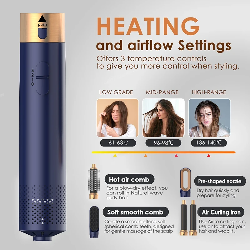 5 In 1 Hair Dryer Brush And Styler Kit Professional Hot Air Comb Curling Iron Hair Straightener For Volumizing And Styling - Image 38